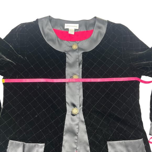 Soft Surroundings Womens Silk Blend Quilted Velvet Dark Romantic Jacket Sz L - Picture 9 of 11